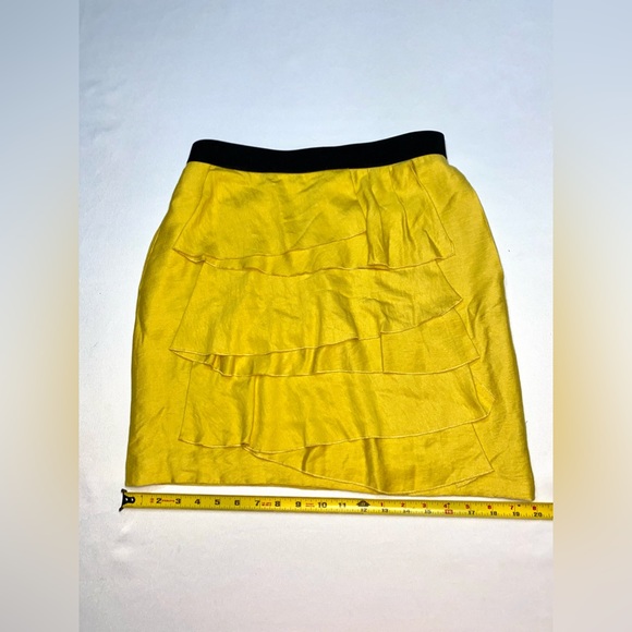 Skirt Yellow black BCBG  embellished ruffles - Picture 8 of 16